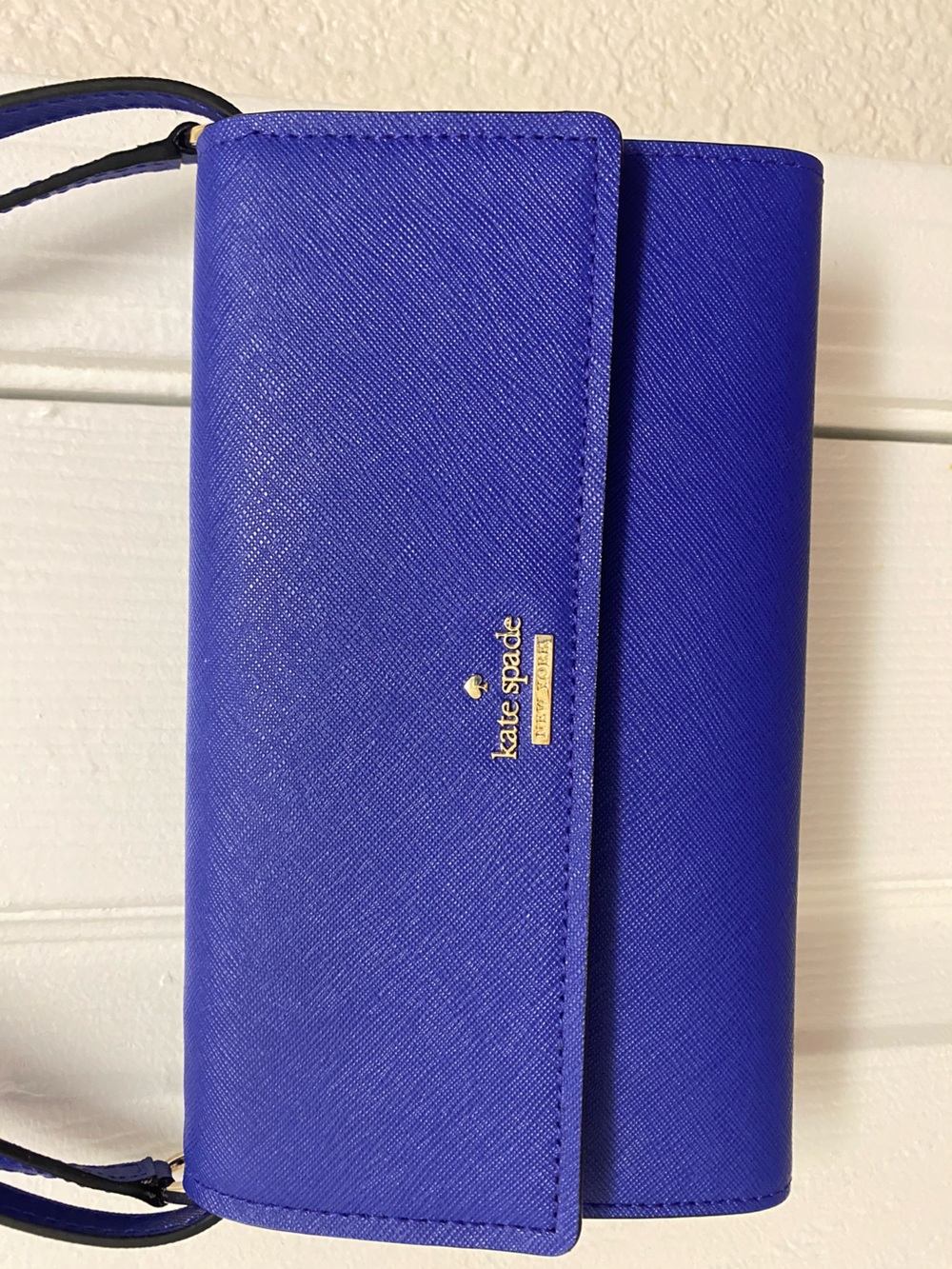 NWOT kate spade Cobalt Blue Leather Wallet with Crossbody Strap